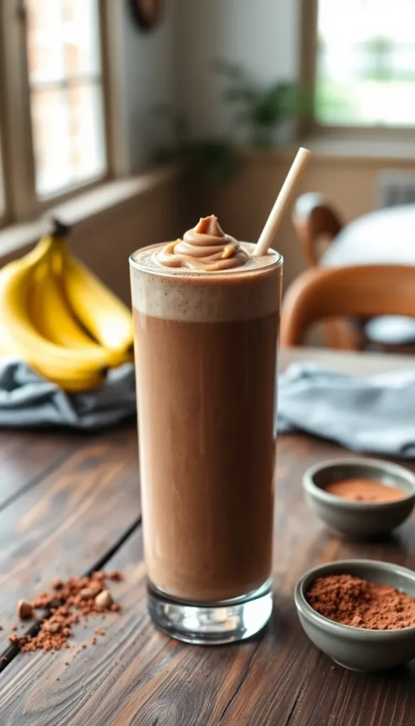 Chocolate Peanut Butter Protein Shake Smoothie