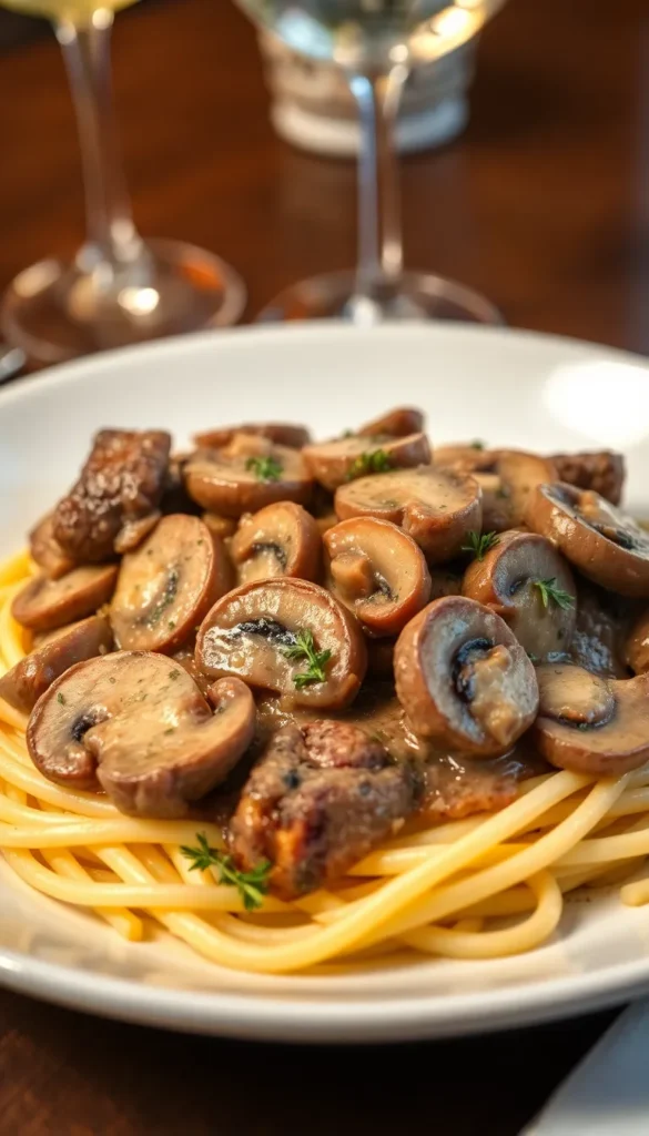 Creamy Mushroom Beef Strips