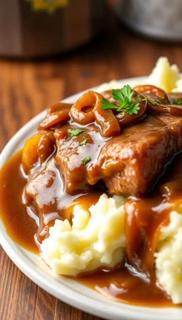 Crock Pot Cube Steak with Onion Gravy