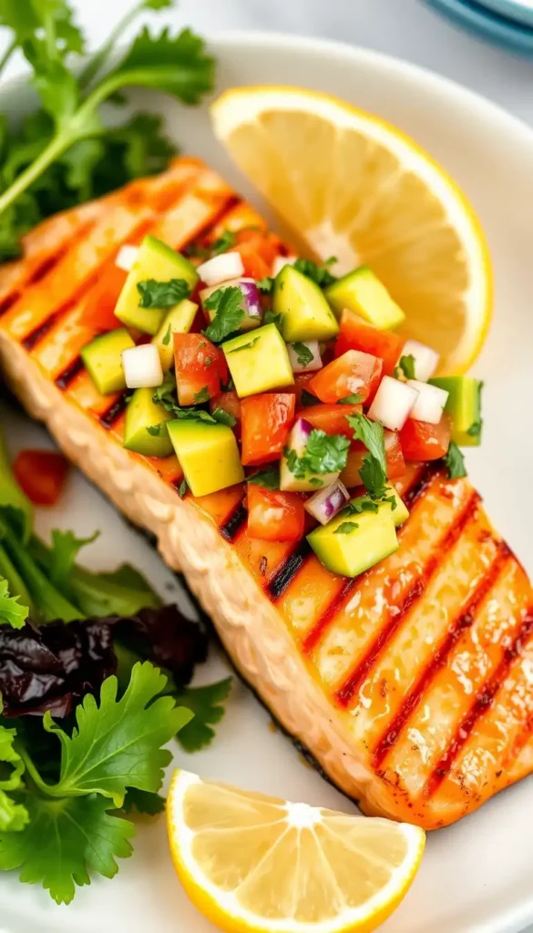Grilled Salmon with Avocado Salsa