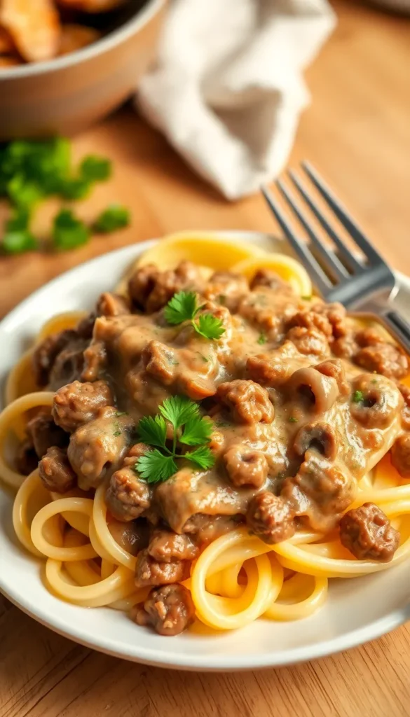 Ground Beef Stroganoff