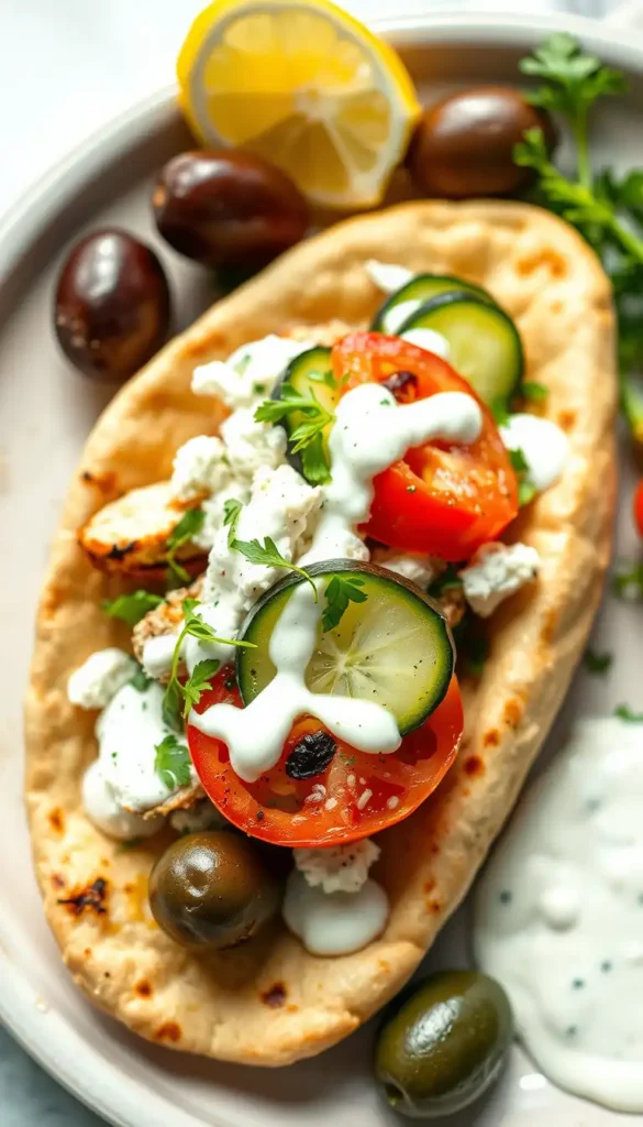 Mediterranean Grilled Chicken Sandwich with Feta and Tzatziki