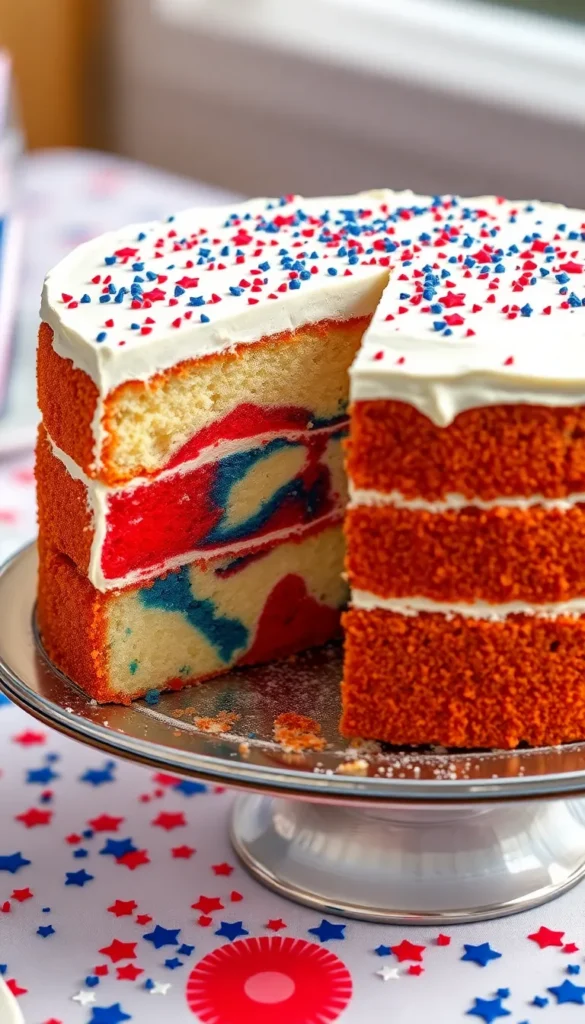 Red, White & Blue Cake for Holidays