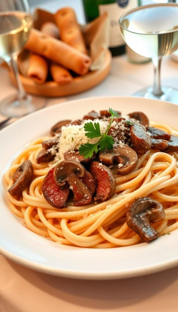 Shaved Beef and Mushroom Pasta