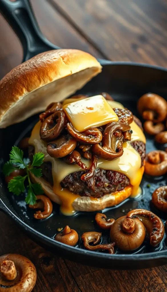Skillet Mushroom Swiss Burger
