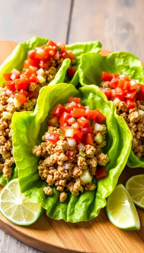 Turkey Lettuce Wraps with Salsa