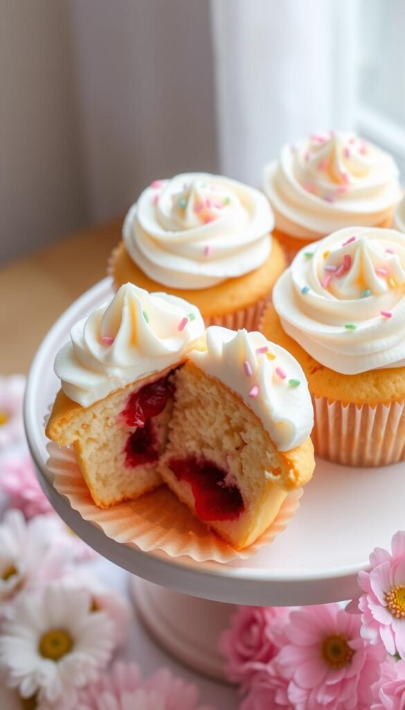 White Cake Mix Cupcakes with Fillings