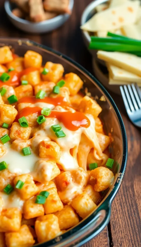 Buffalo Chicken Tater Tot Bake
