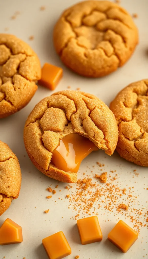 Caramel Stuffed Snickerdoodle Cookies