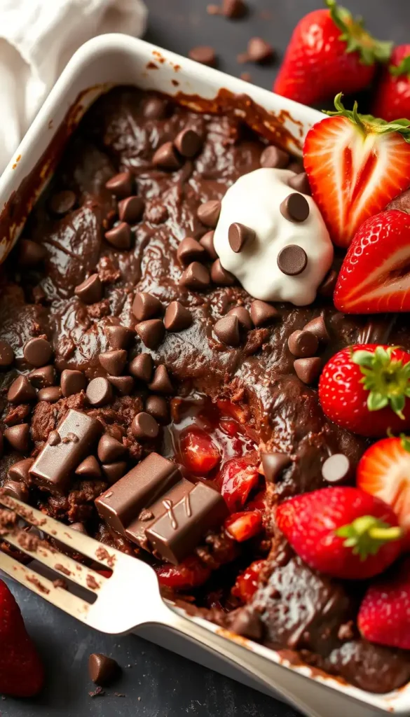 Chocolate Strawberry Dump Cake