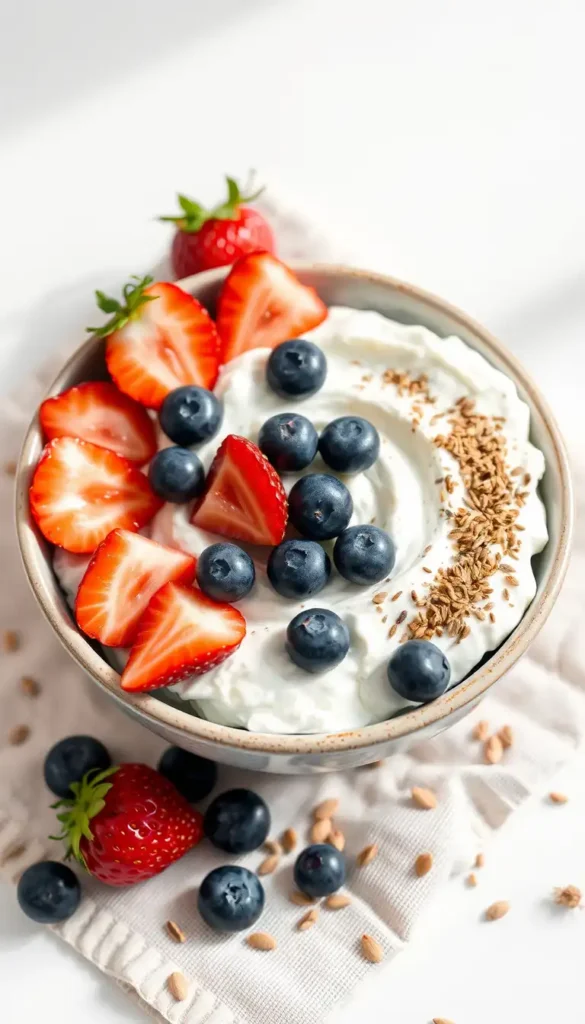 Cottage Cheese Bowl with Flaxseed and Berries
