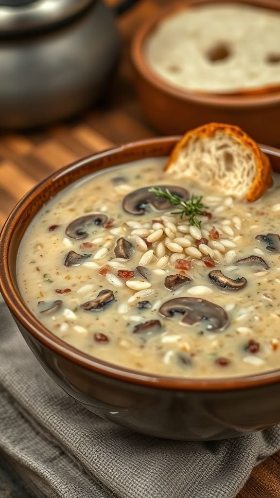Cream of Mushroom Soup with Wild Rice