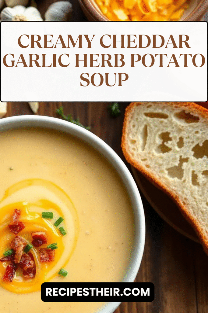Creamy Cheddar Garlic Herb Potato Soup
