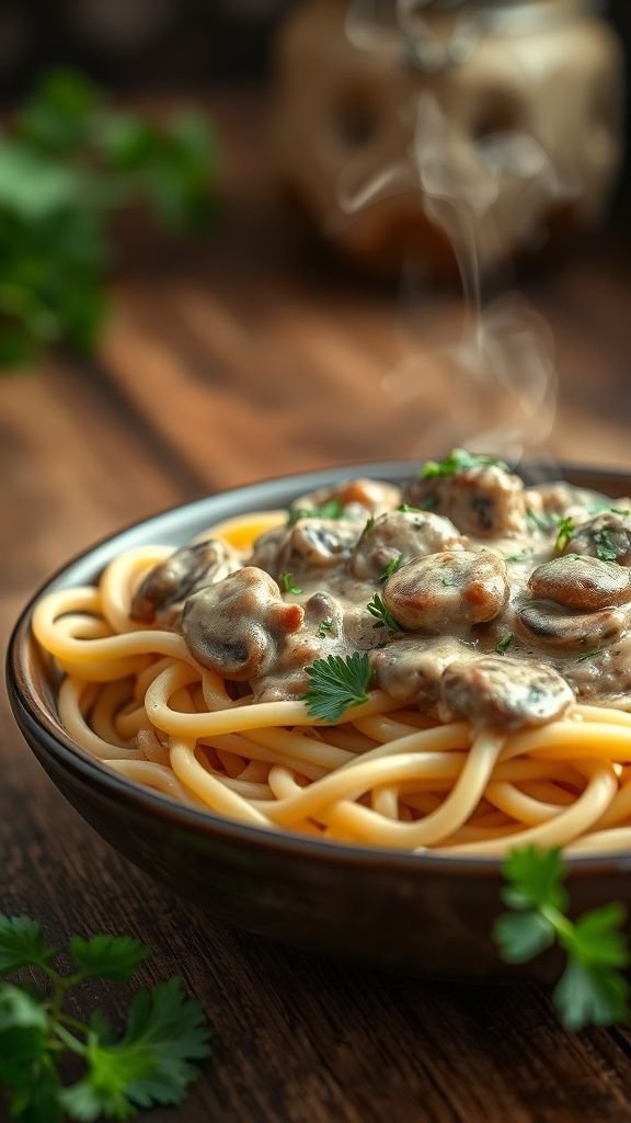Creamy Vegan Mushroom Stroganoff