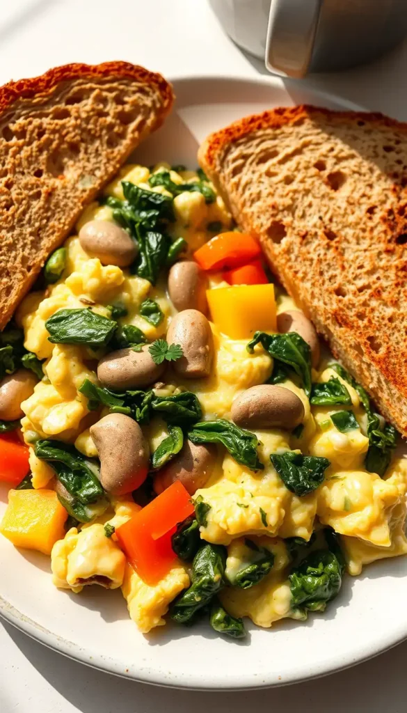 Egg and Veggie Scramble with Whole Wheat Toast