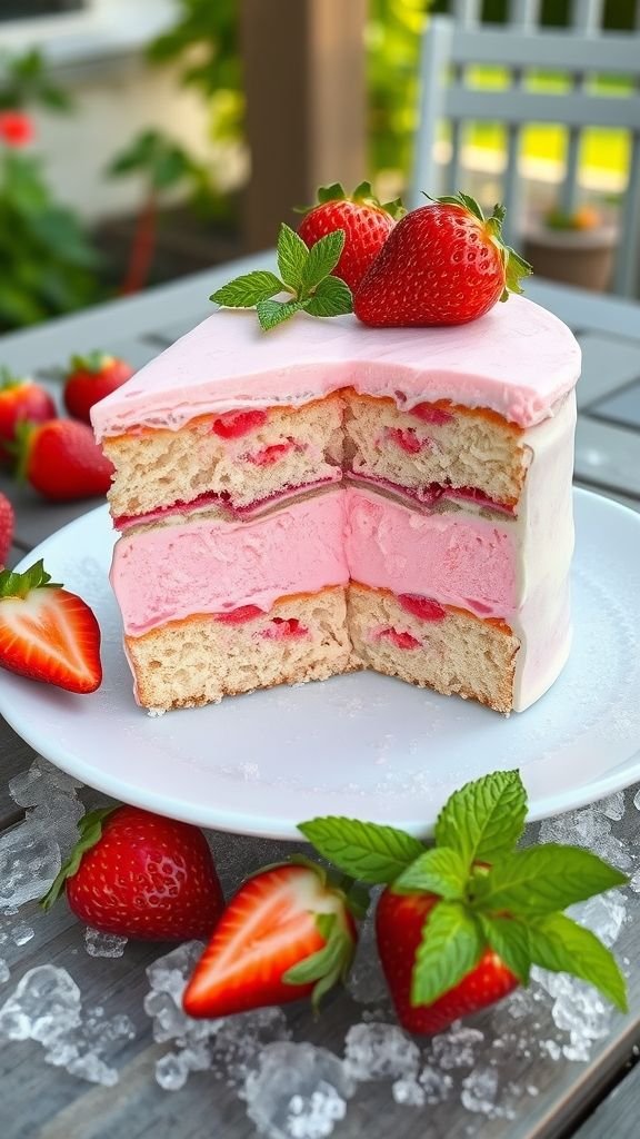 Frozen Strawberry Pound Cake Ice Cream Cake