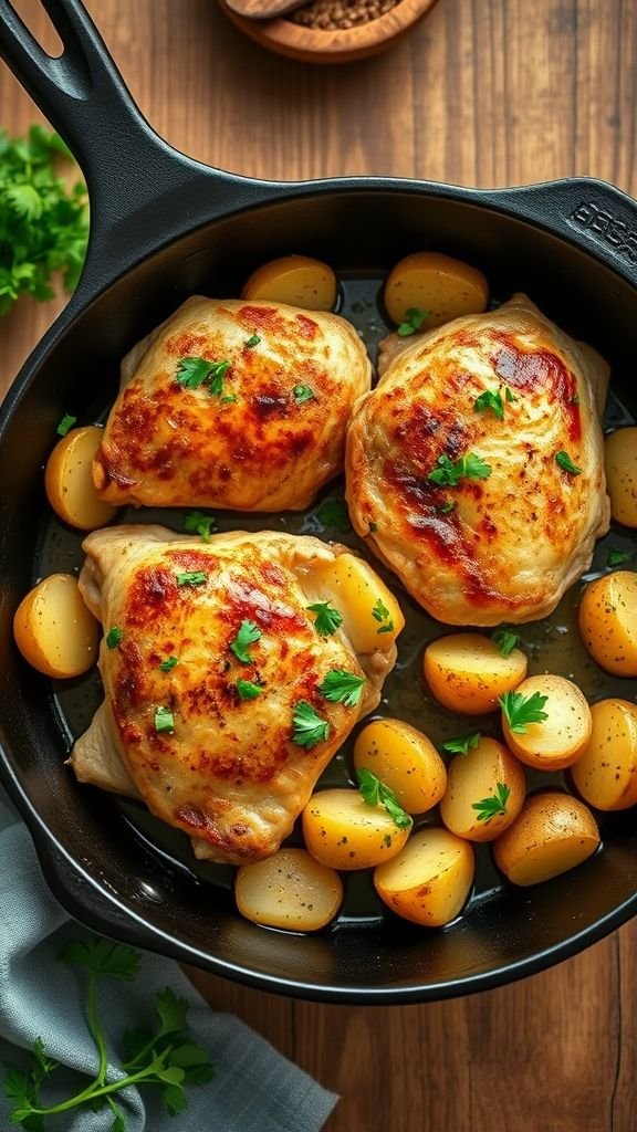 Garlic Butter Chicken and Potatoes Skillet