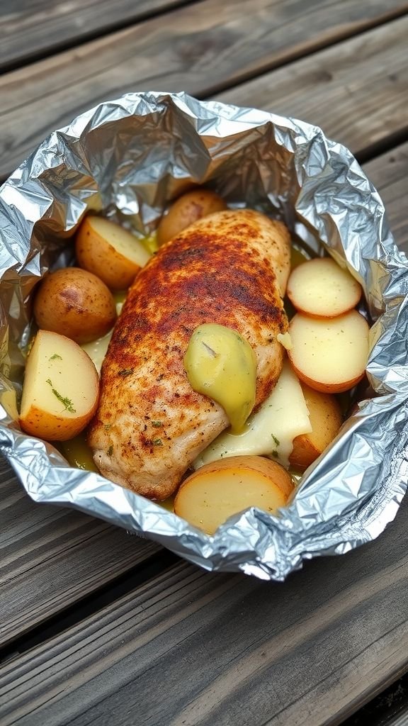 Garlic Parmesan Chicken and Potato Foil Packets