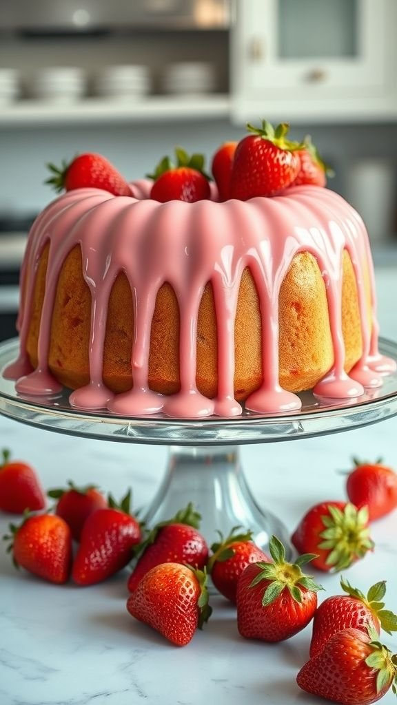 Glazed Strawberry Pound Cake