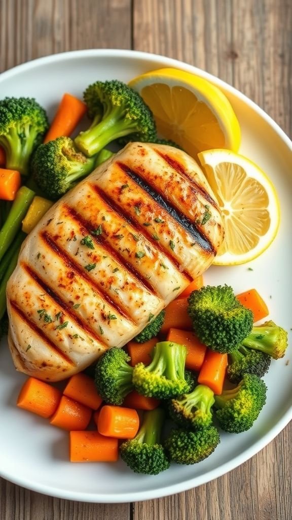 Grilled Lemon Herb Chicken with Steamed Veggies