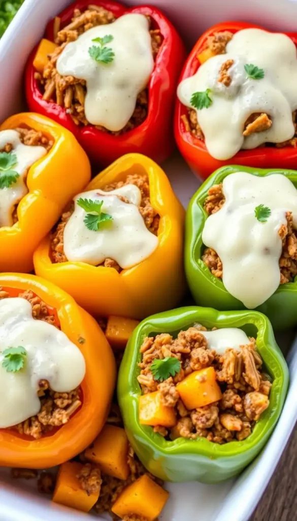 Ground Beef and Sweet Potato Stuffed Peppers