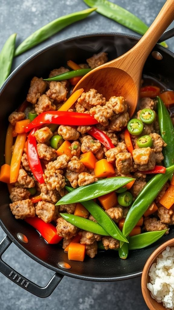 Ground Pork Stir-Fry with Vegetables