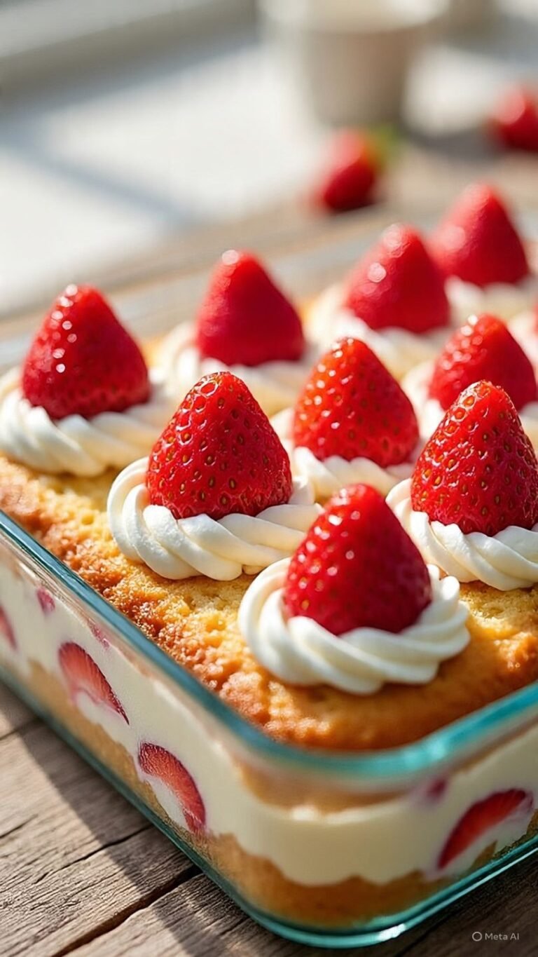 Ingredients for Strawberry Poke Cake with Condensed Milk