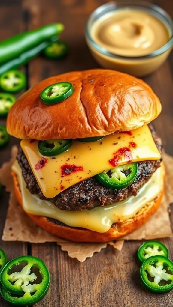 Jalapeño Pepper Jack Venison Burger