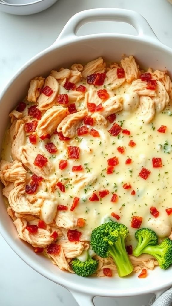Keto-Friendly Chicken Bacon Ranch Casserole (Crockpot Version)