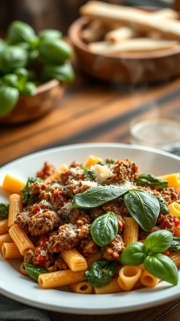 Lamb and Spinach Pasta