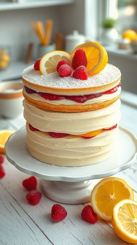 Lemon Raspberry Layer Cake
