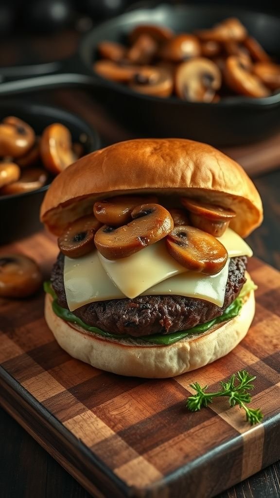 Mushroom Swiss Venison Burger