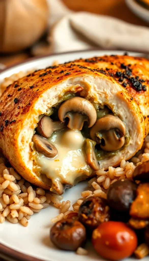 Mushroom and Swiss Stuffed Chicken