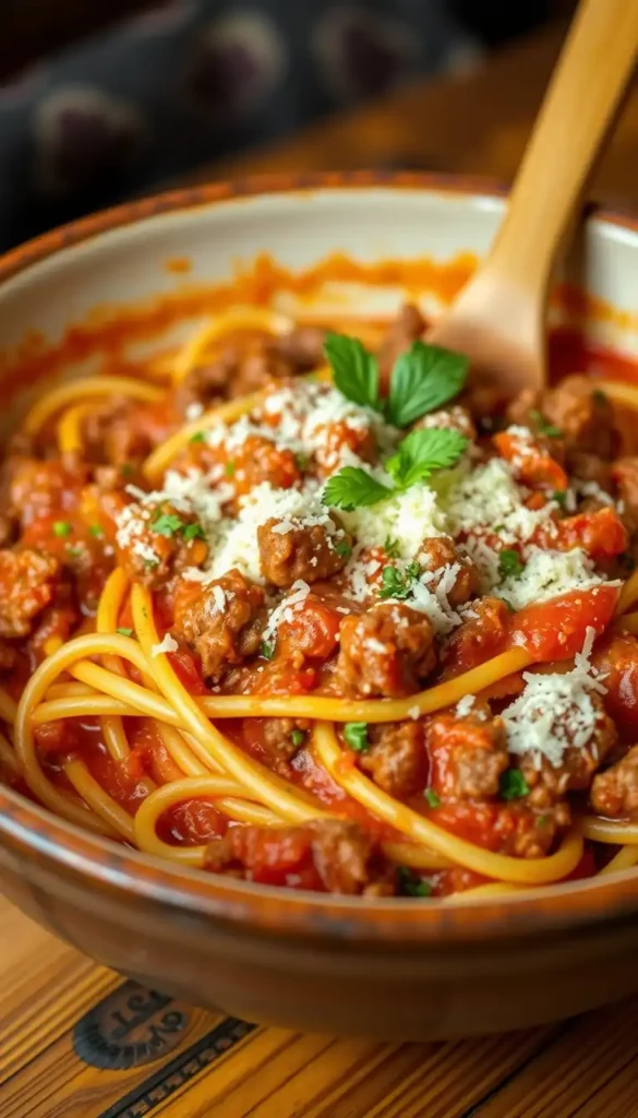 One-Pot Spaghetti with Meat Sauce