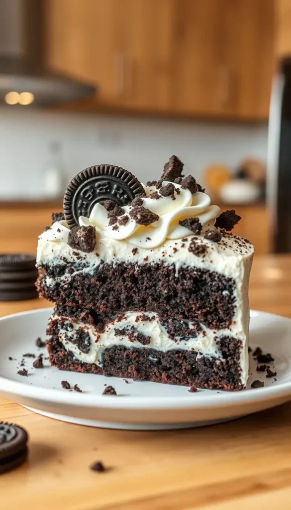 Oreo Cookies and Cream Poke Cake