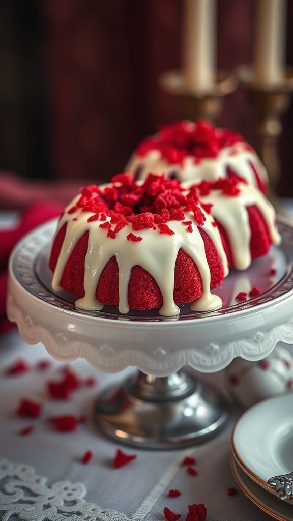 Red Velvet Mini Bundt Cakes with Cream Cheese Glaze