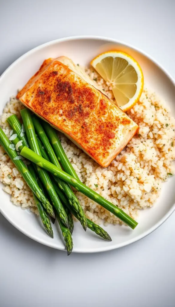 Salmon with Quinoa and Asparagus