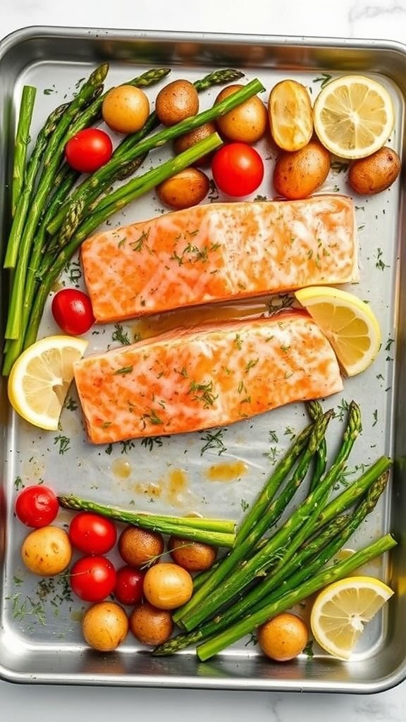 Sheet Pan Salmon with Garlic Butter