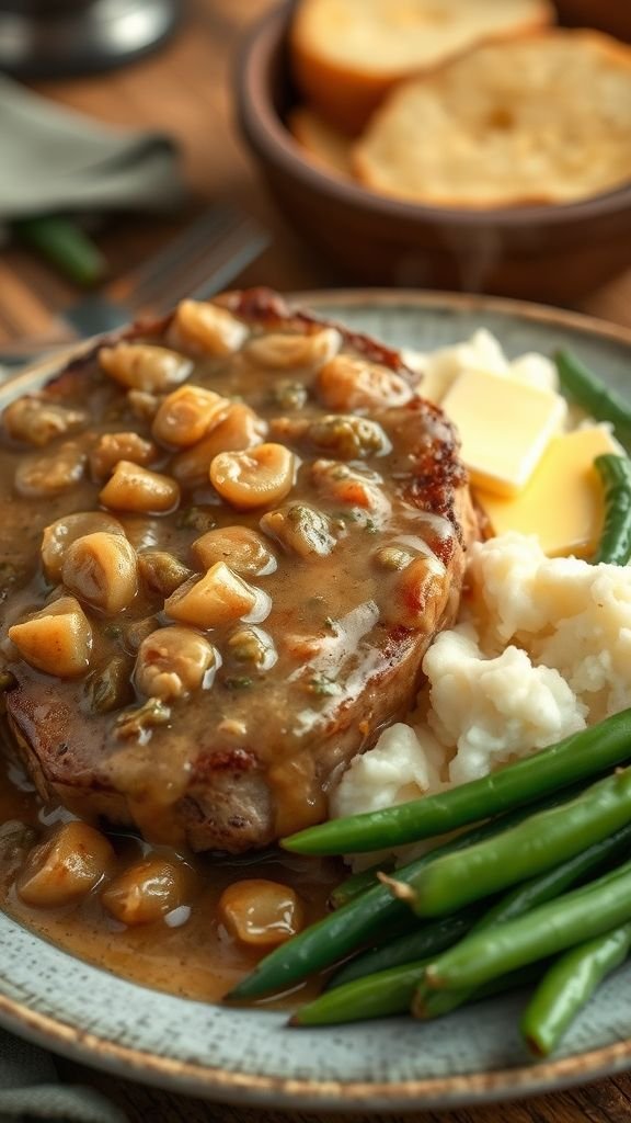 Smothered Pork Chops with Creamy Mashed Potatoes