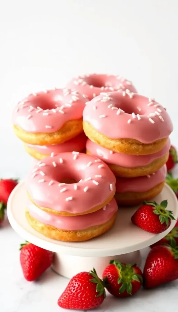 Strawberry Cake Mix Donuts
