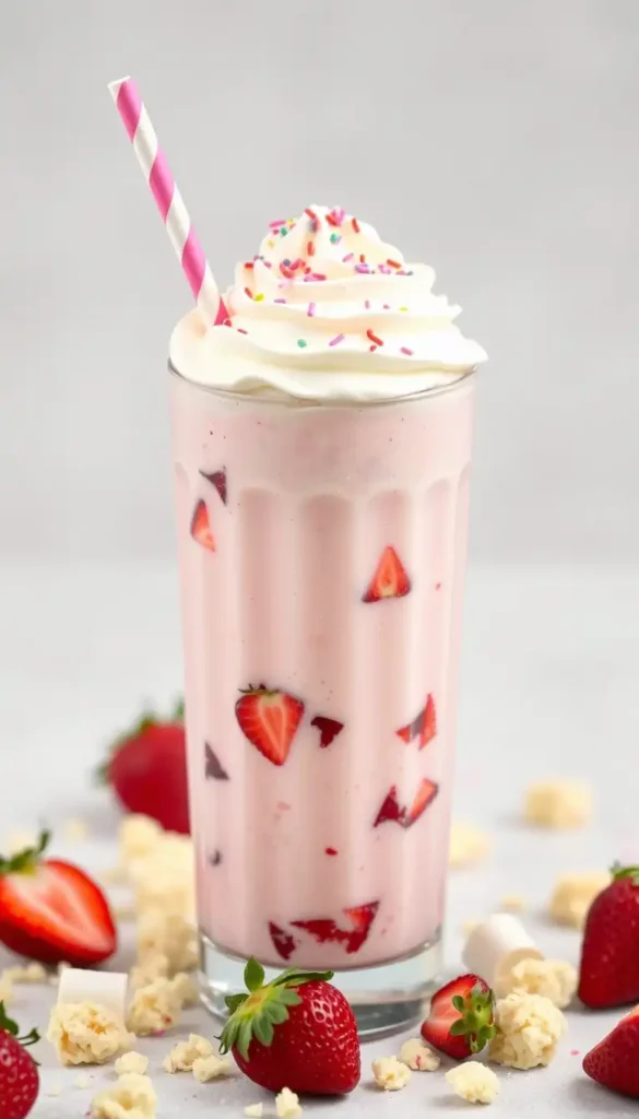 Strawberry Cake Mix Milkshake