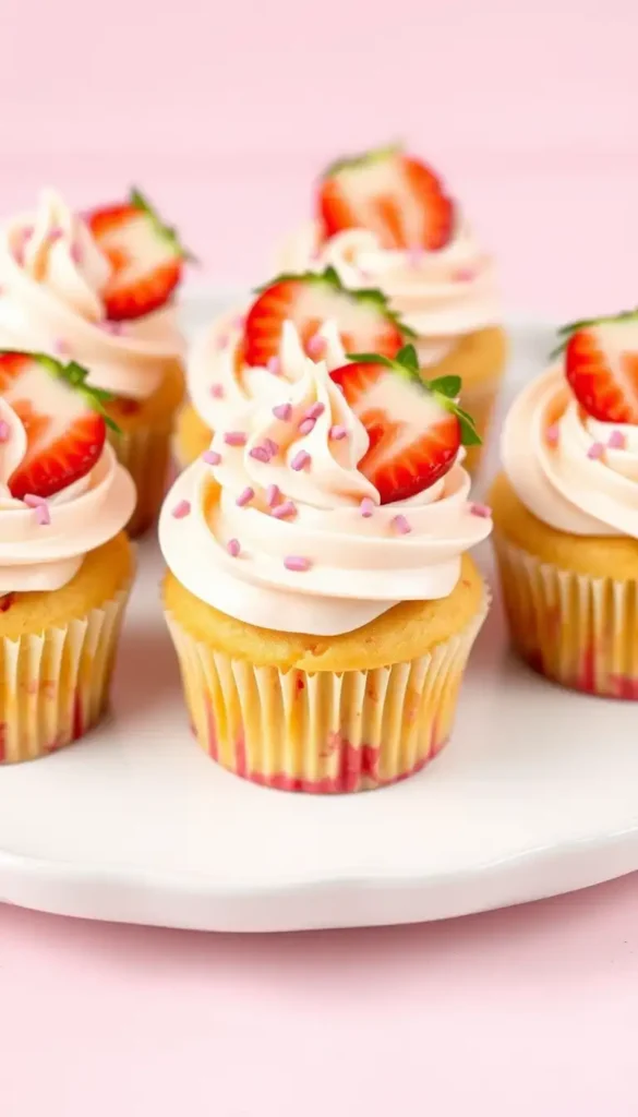 Strawberry Cupcakes with Vanilla Buttercream
