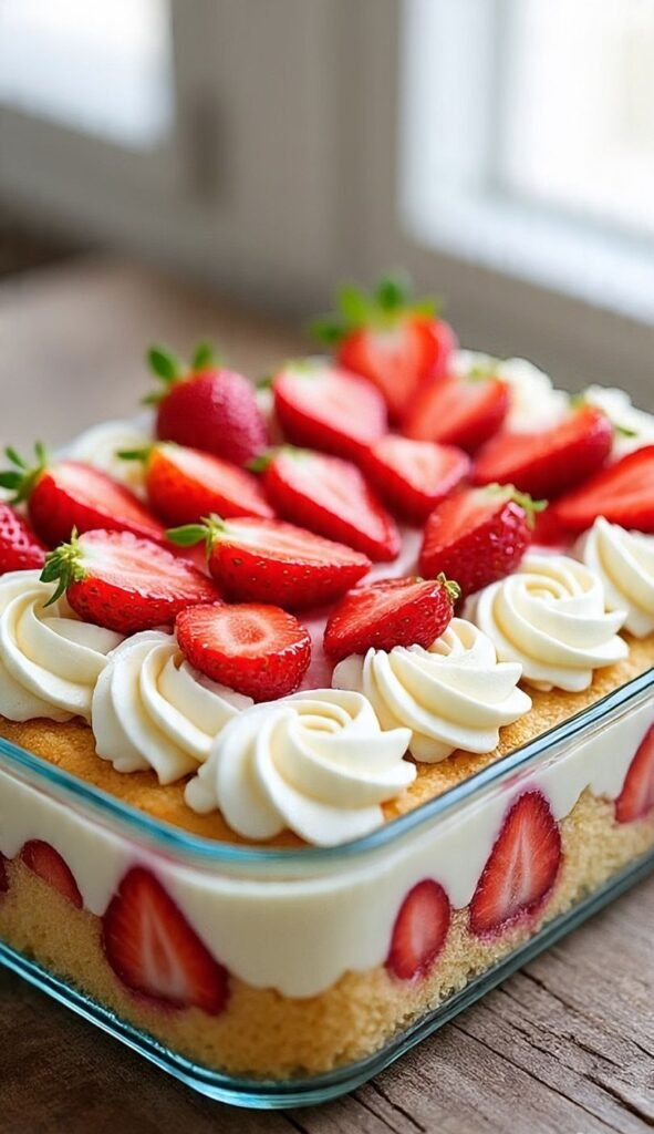 Variations of Strawberry Poke Cake with Condensed Milk