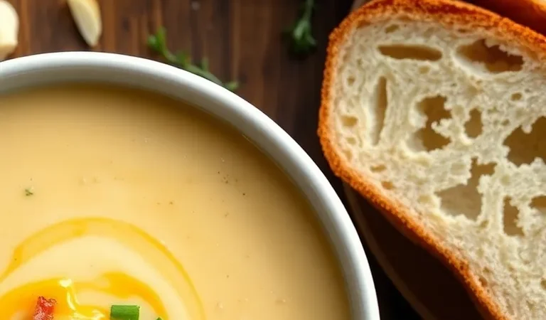 Creamy Cheddar Garlic Herb Potato Soup