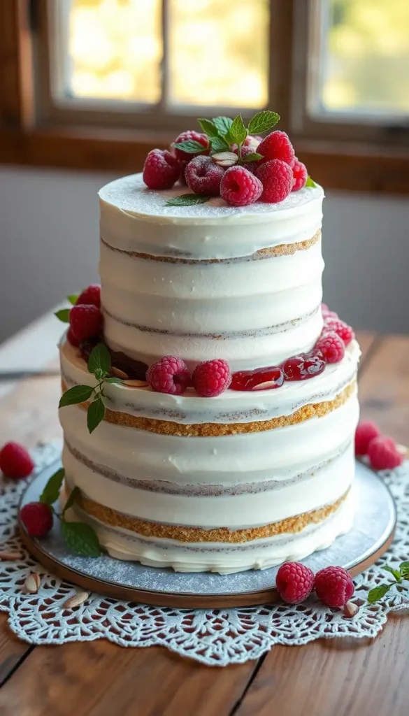 Almond Wedding Cake with Raspberry Filling