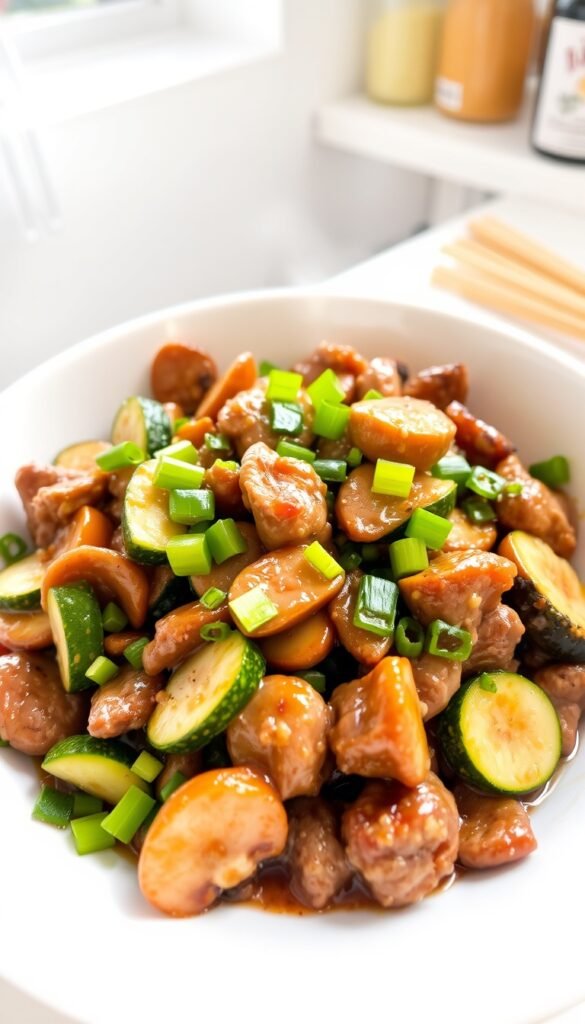 Beef with Zucchini and Mushrooms