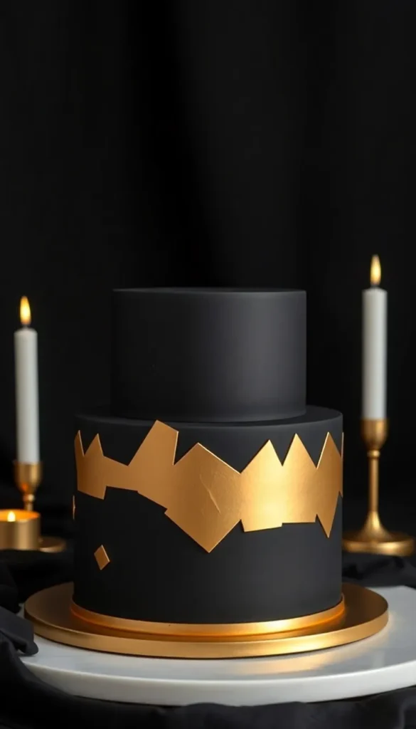 Black and Gold Modern Cake