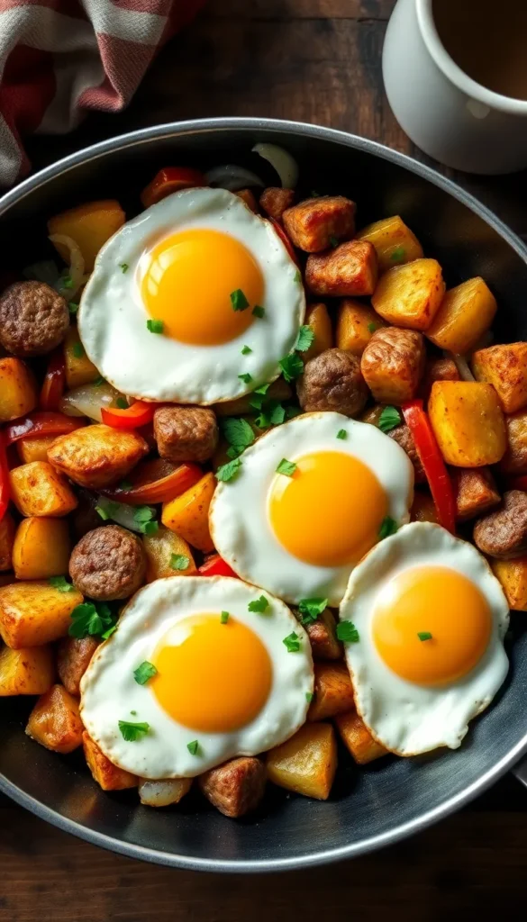 Breakfast Hash with Potatoes, Sausage, and Peppers