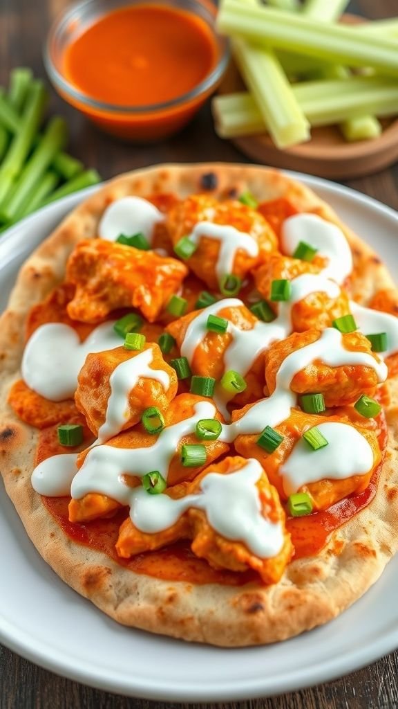Buffalo Chicken Naan Pizza