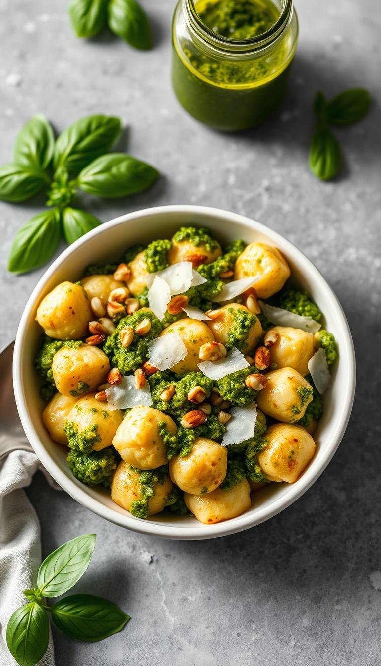 Cauliflower Gnocchi with Pesto Sauce